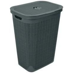 Discount Faux Hessian Charcoal 60L Laundry Hamper Laundry