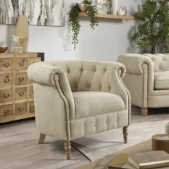 Best Jude Chair in Artisan Plain Stone Fabric Accent Chairs