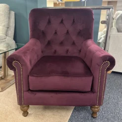 Best Alexander & James Sofia Chair in Plush Brinjal Accent Chairs