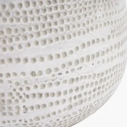Fashion Alina White Dot Design Small Stoneware Table Lamp with Natural Linen Shade Table Lamps