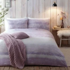 Clearance Hygge Anson Stripe Mauve Duvet Cover Set Duvet Covers