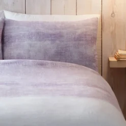 Clearance Hygge Anson Stripe Mauve Duvet Cover Set Duvet Covers