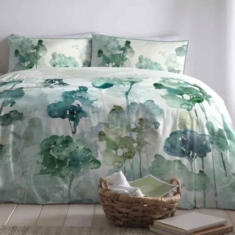 Best Malia Green Double Duvet Cover Set Duvet Covers