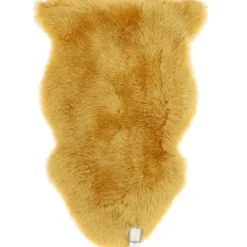 Online Ashwood Leather Sheepskin Rug Ochre Plain Rugs