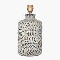 Best Atouk Textured Stoneware Lamp with Natural Linen Shade Table Lamps
