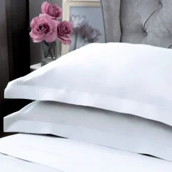 Outlet White 400 Thread Count Egyptian Cotton Plain Dyed Oxford Pillowcase Sheets & Pillow Cases