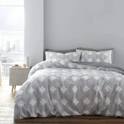 Sale Atticus Geometric Grey Single Duvet Set Duvet Covers