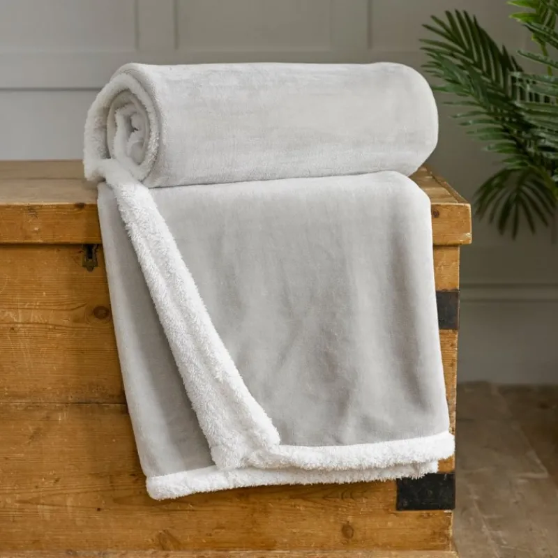 Discount Blackbrook Silver Sherpa Reverse Throw Throws | Blankets, Throws & Bedspreads
