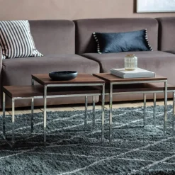 Hot Bletchley Coffee Table Nest In Walnut Coffee Tables