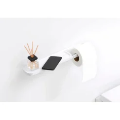 Clearance Mindset Toilet Roll Holder with Shelf White Bathroom Accessories
