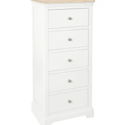 Discount Broadway 5 Drawer Tallboy in White Chest Of Drawers