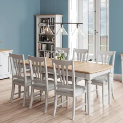 Discount Broadway Large Extending Dining Table & 6 Chairs in Grey Mist Dining Sets