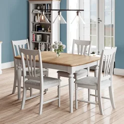 Clearance Broadway Medium Extending Dining Table & 4 Chairs in Grey Mist Dining Sets