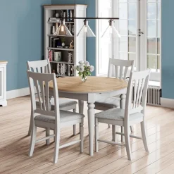 Fashion Broadway Round Extending Dining Table & 4 Chairs in Grey Mist Dining Sets