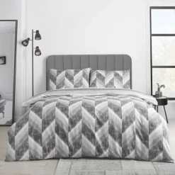Clearance Kamari Stripe Grey Duvet Set Duvet Covers