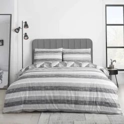 Clearance Kamari Stripe Grey Duvet Set Duvet Covers
