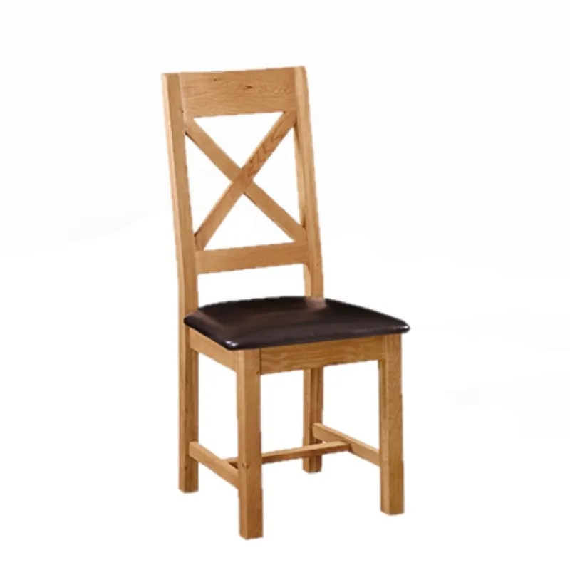 Discount Chester Cross Back PU Leather Seat Dining Chair Dining Chairs