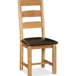 Best Chester Slatted PU Leather Seat Dining Chair Dining Chairs