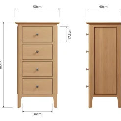 Online Coastal 4 Drawer Narrow Chest Chest Of Drawers