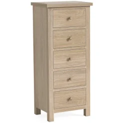 Discount Cottage Collection 5 Drawer Tall Chest in Oak Chest Of Drawers