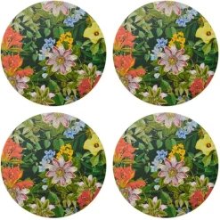 Sale Floral Set of 4 Round Placemats Table Linen, Napkins & Mats