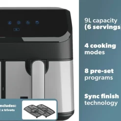 Clearance Digital Double Drawer Air Fryer 9L Cooking Appliances