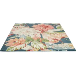 Fashion Dahlia & Rosehip Teal Rug Ethnic Designs