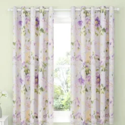 Fashion Flourette Lilac Ready Made Curtains Curtains