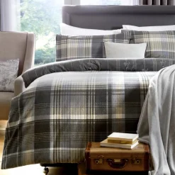 Outlet Lodge Connolly Check Duvet Cover Set Charcoal Duvet Covers