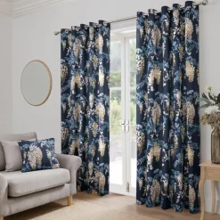 New Wisteria Eyelet Curtains Navy Curtains