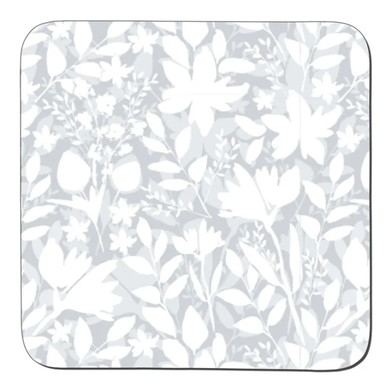 Sale Grey Floral Set of 6 Coasters Table Linen, Napkins & Mats