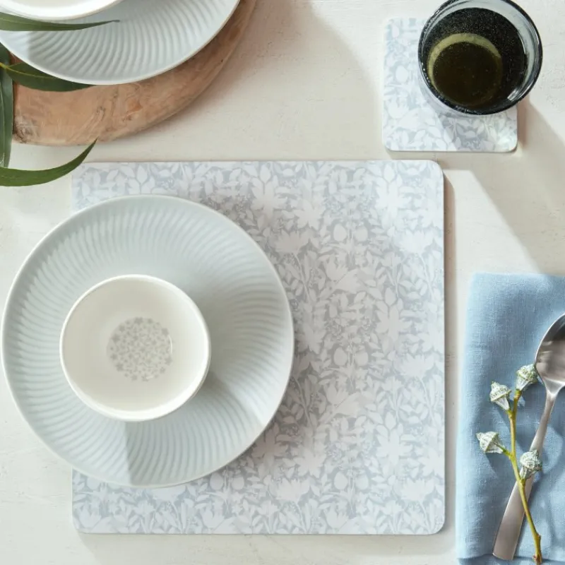 Sale Grey Floral Set of 6 Coasters Table Linen, Napkins & Mats