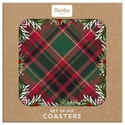 Clearance Noel Tartan Set of 6 Coasters Table Linen, Napkins & Mats