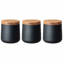 Sale Set of 3 Black Storage Cannisters Food Storage
