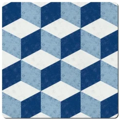 Fashion Set of 4 Blue Geometric Square Placemats Table Linen, Napkins & Mats