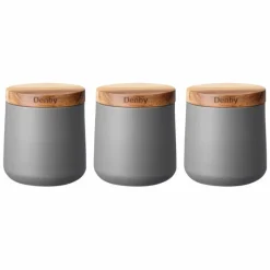 Sale Set of 3 Grey Storage Cannisters Food Storage