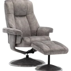 Fashion Denver Swivel Recliner Chair & Stool Set In Elephant Fabric Swivel Chairs | Recliner Chairs