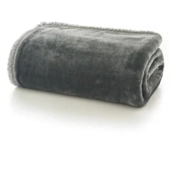 Clearance Blackbrook Charcoal and Platinum Sherpa Reverse Throw Throws