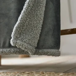 Clearance Blackbrook Charcoal and Platinum Sherpa Reverse Throw Throws