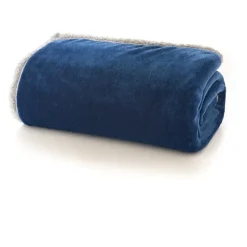 Clearance Blackbrook Navy and Platinum Sherpa Reverse Throw Throws