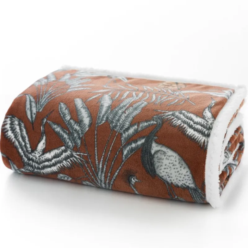 Outlet Crane Dance Sherpa Reverse Throw Cinnamon Throws | Blankets, Throws & Bedspreads