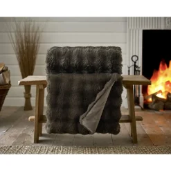 Best Fernley Faux Fur Throw 200x150cm Dark Brown Throws