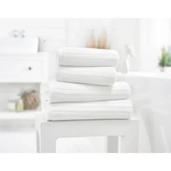 Hot Rialto Ribbed Towels White Towels