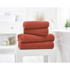 Hot Rialto Ribbed Towels Paprika Towels