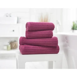 Hot Rialto Ribbed Towels Cerise Towels
