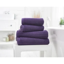Best Rialto Ribbed Towels Purple Towels