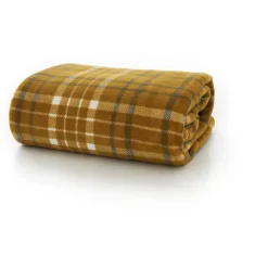 Online Snuggle Touch Tartan Throw 140x180cm Ochre Throws