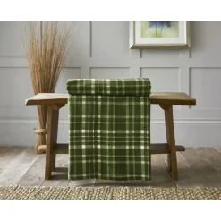 Sale Snuggle Touch Tartan Throw 140x180cm Olive Throws