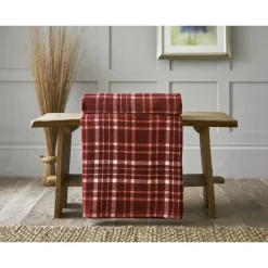 Outlet Snuggle Touch Tartan Throw 140x180cm Merlot Throws