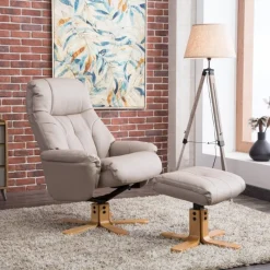 Sale Dubai Swivel Recliner Chair & Stool in Plush Pebble Swivel Chairs